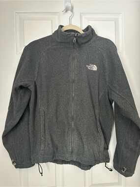The North Face Gray Fleece Jacket with Red Logo Tag
